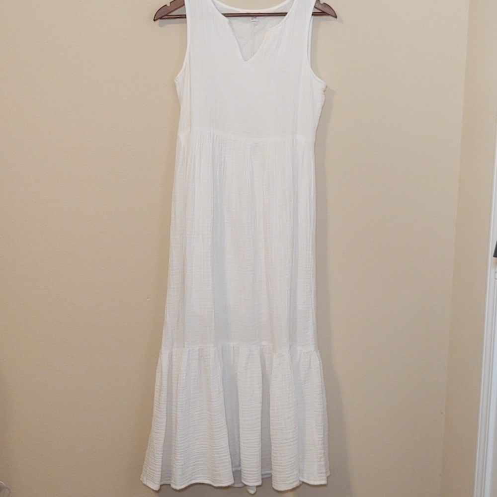 Beachlunchlounge Collection Women’s White Sleeveless Gauze Dress - Picture 2 of 8